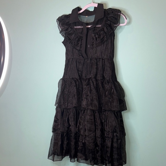 Halloween Costumes Other - Wednesday Adams Costume Dress Elegant Black Ruffled Dress girls size 9/10